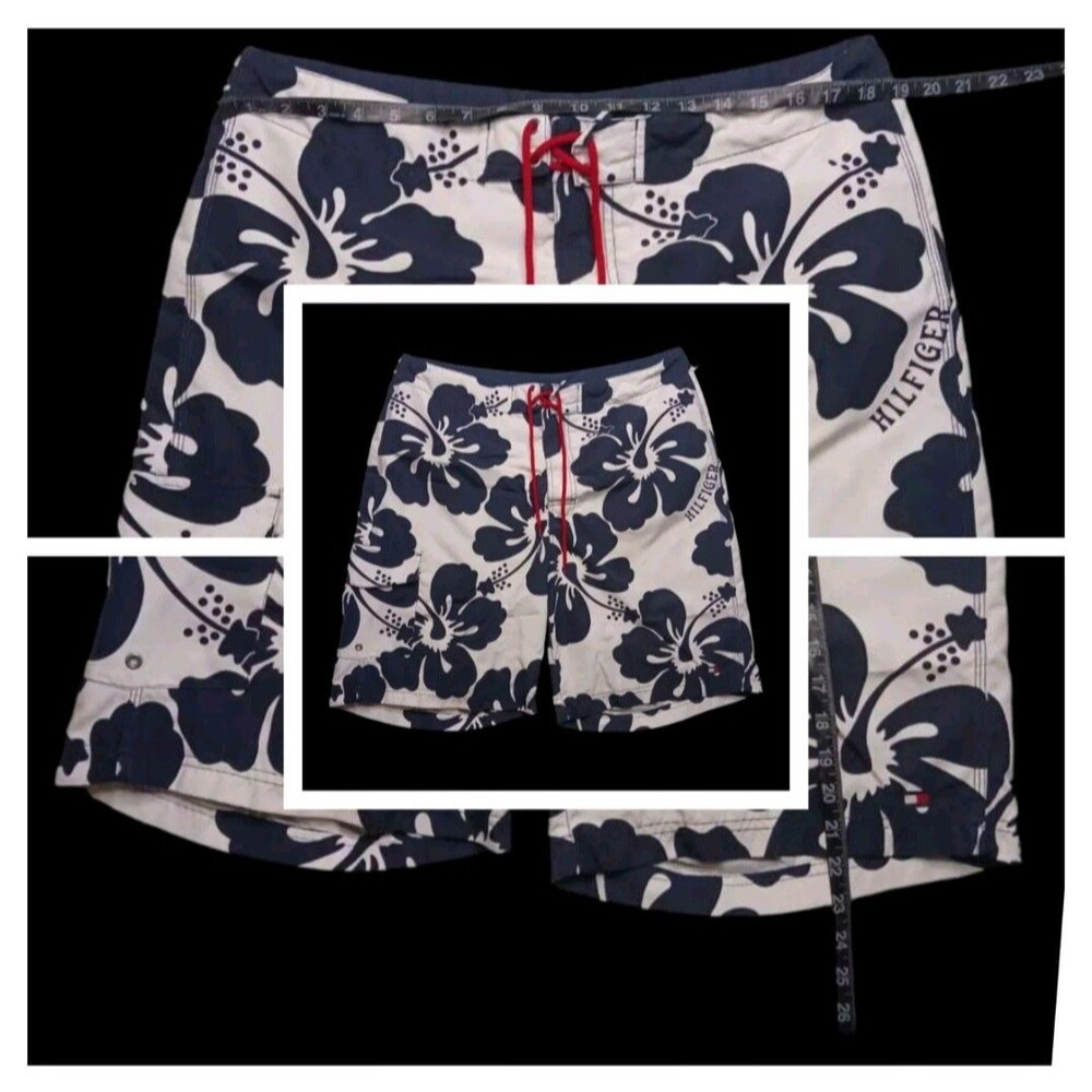 Tommy Hilfiger Mens Swim Trunks Board Shorts Swim XL Hawaiian Lotus Flowers